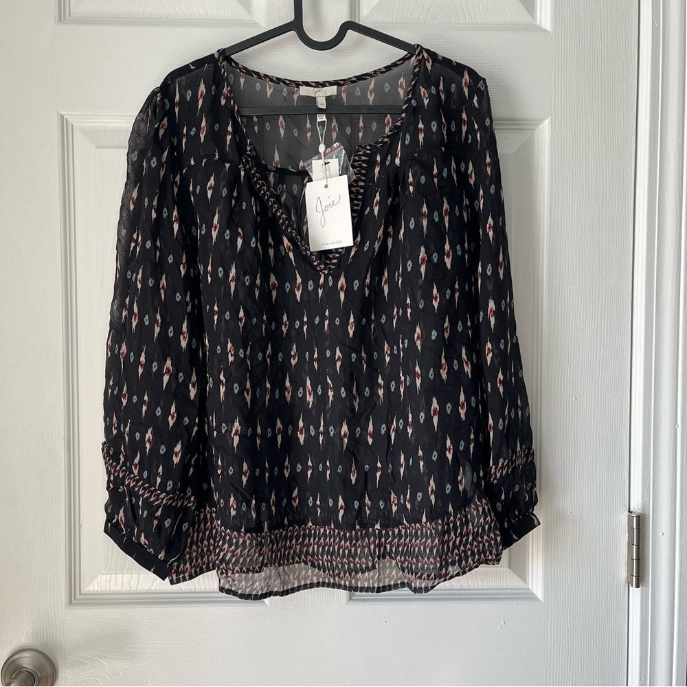 NWT Women's Joie 100% Silk Long Sleeve Top size Medium - Picture 2 of 8